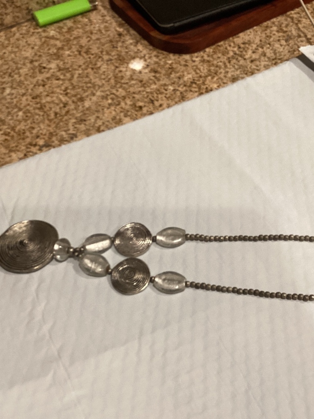 Silver and glass bead necklace